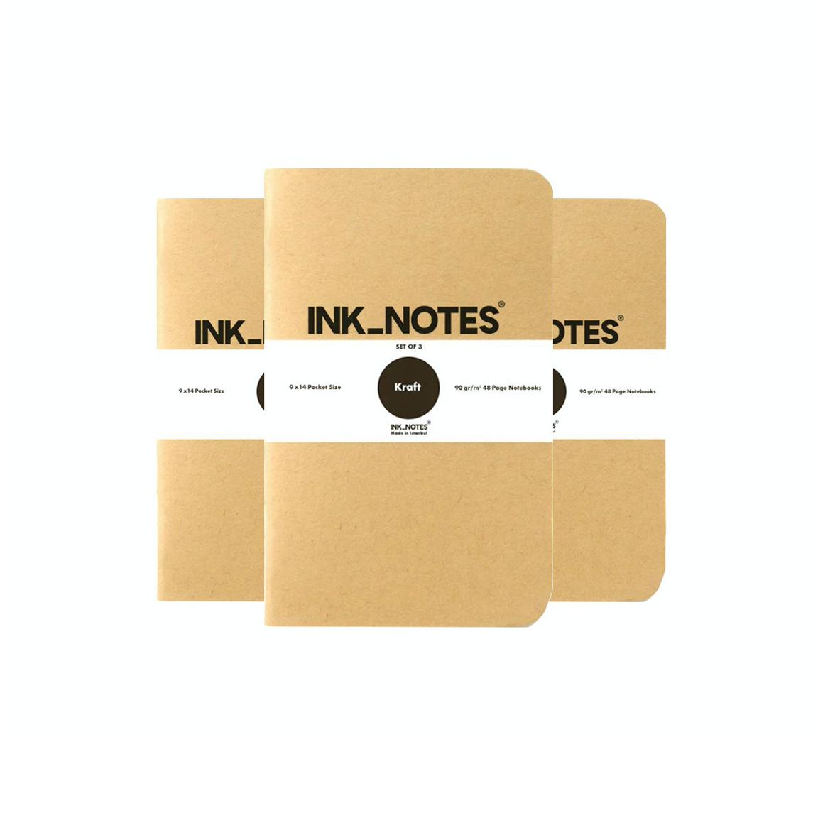 İnk Notes Karton Kapak 3'Lü Set Kraft Noktalı Not Defteri - engkalem.com