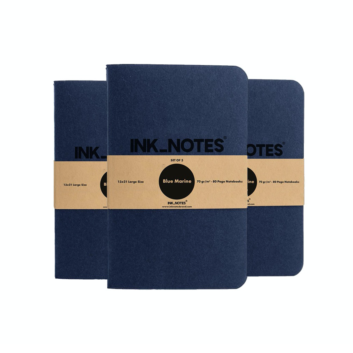 İnk Notes Karton Kapak 3'Lü Set Large Size Blue Marine Kareli Not ...