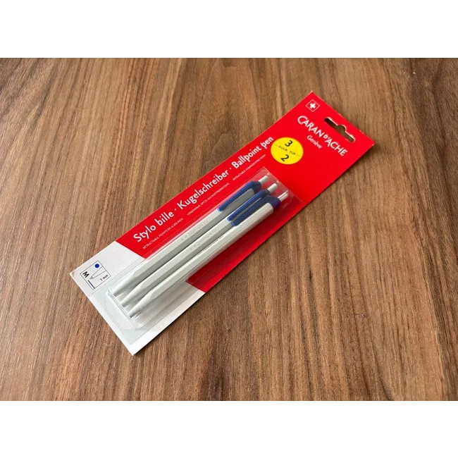 Caran d'Ache 825 Eco Collection Mavi Tükenmez Kalem Seti 3'lü