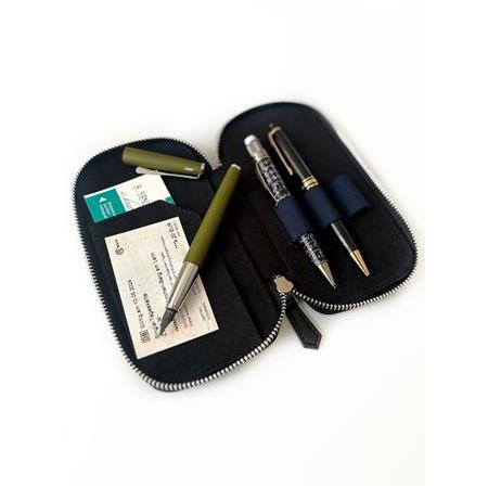 Eng Leather 3'lü Kalem Kılıfı Dark Black - Vegan