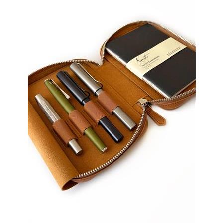 Eng Leather Sahra - Light 4 lü Kalem Kılıfı ve A6 Ebatlı Notluk  - Vegan