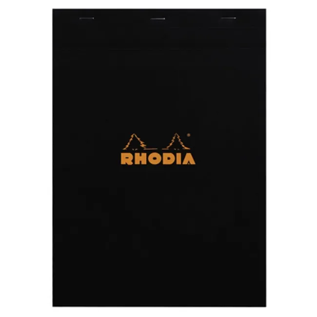Rhodia A4 Kareli Siyah Zımbalı Bloknot Defter