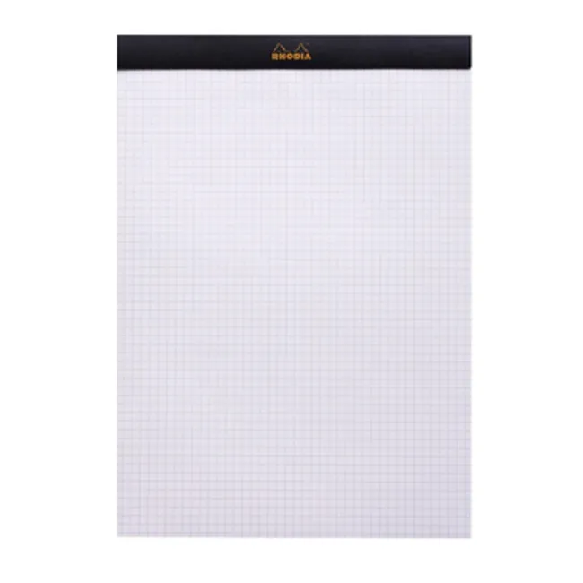 Rhodia A4 Kareli Siyah Zımbalı Bloknot Defter