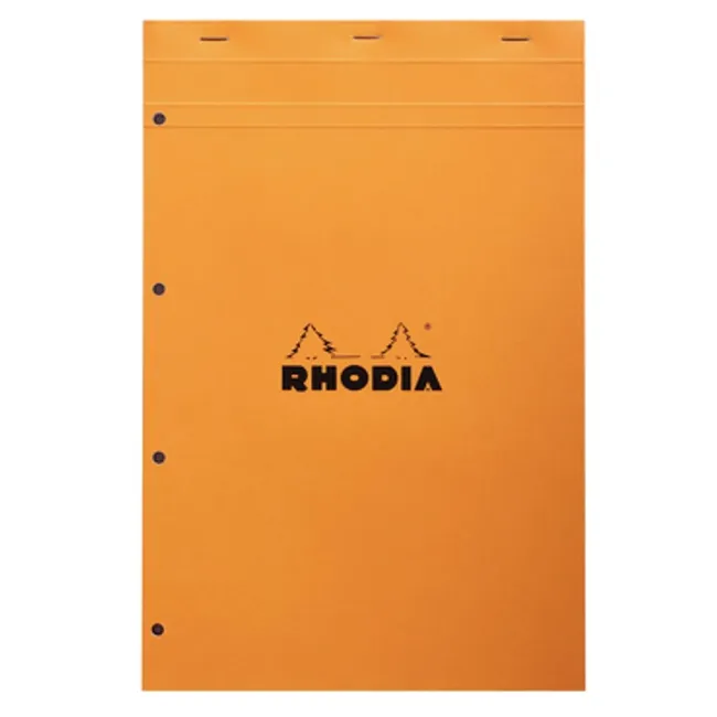 Rhodia A4+ Kareli Turuncu Zımbalı Bloknot Defter
