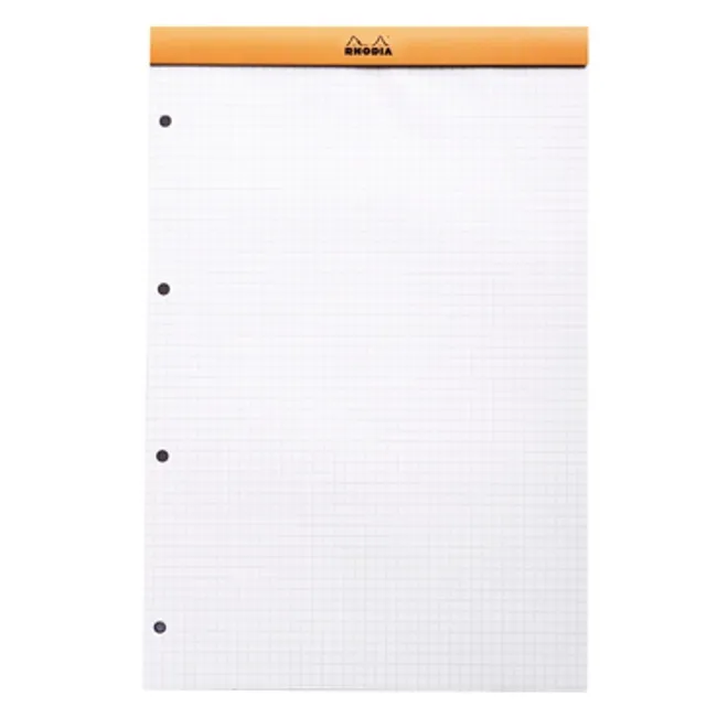 Rhodia A4+ Kareli Turuncu Zımbalı Bloknot Defter
