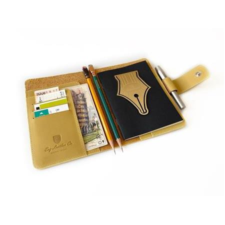 Eng Leather A6 Ebatlı Deri Defter Kılıfı ve Organizer - Sun Flower