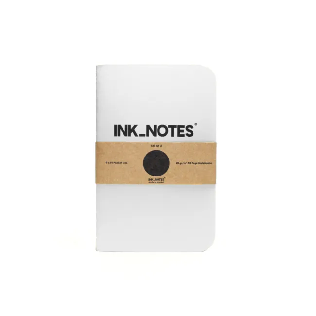 İnk Notes Karton Kapak 3'Lü Set White Çizgisiz Not Defteri