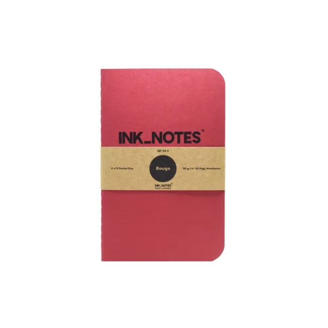 İnk Notes Karton Kapak 3'Lü Set Rouge Çizgisiz Not Defteri