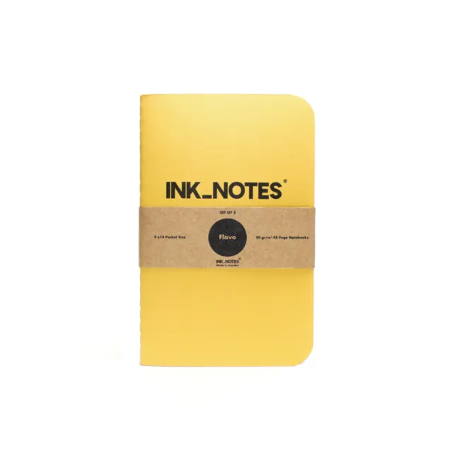 İnk Notes Karton Kapak 3'Lü Set Flavo Çizgisiz Not Defteri