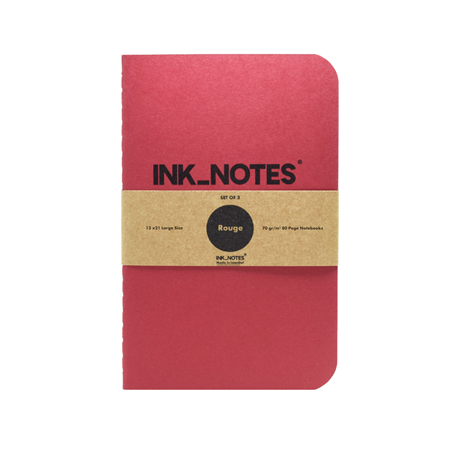 İnk Notes Karton Kapak 3'Lü Set Large Size Rouge Kareli Not Defteri