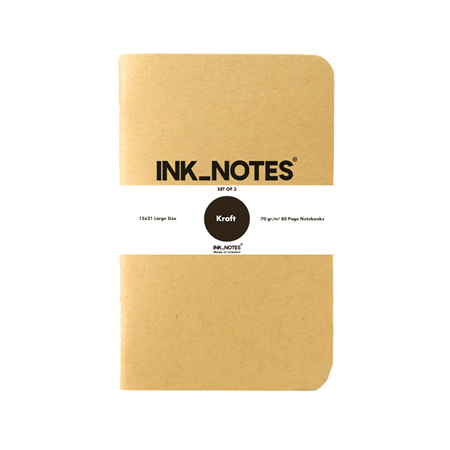 İnk Notes Karton Kapak 3'Lü Set Large Size Kraft Çizgisiz Not Defteri