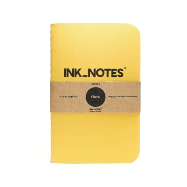 İnk Notes Karton Kapak 3'Lü Set Large Size Flavo Çizgisiz Not Defteri