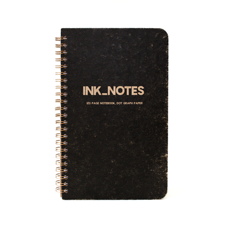 İnk Notes Sert Kapak Large Size Black Kareli Spiralli Not Defteri