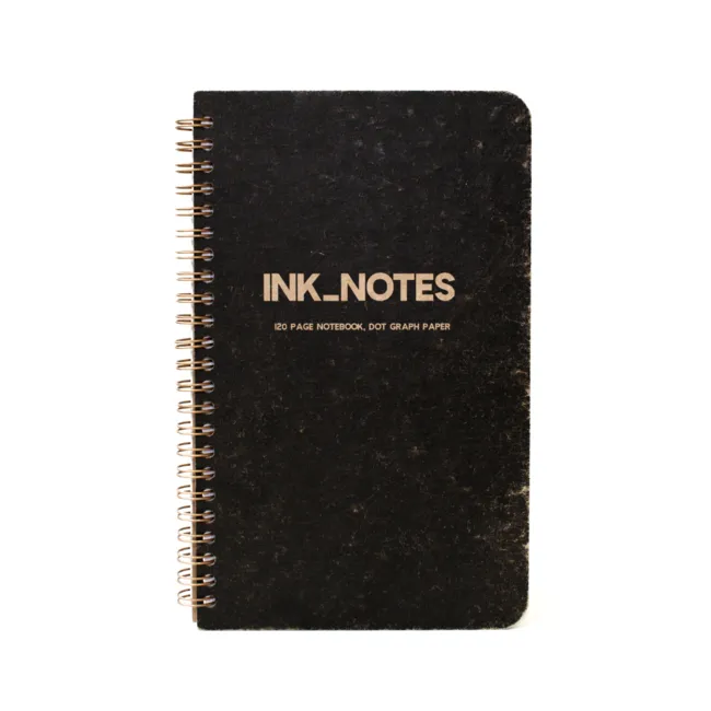 İnk Notes Sert Kapak Large Size Black Çizgisiz Spiralli Not Defteri