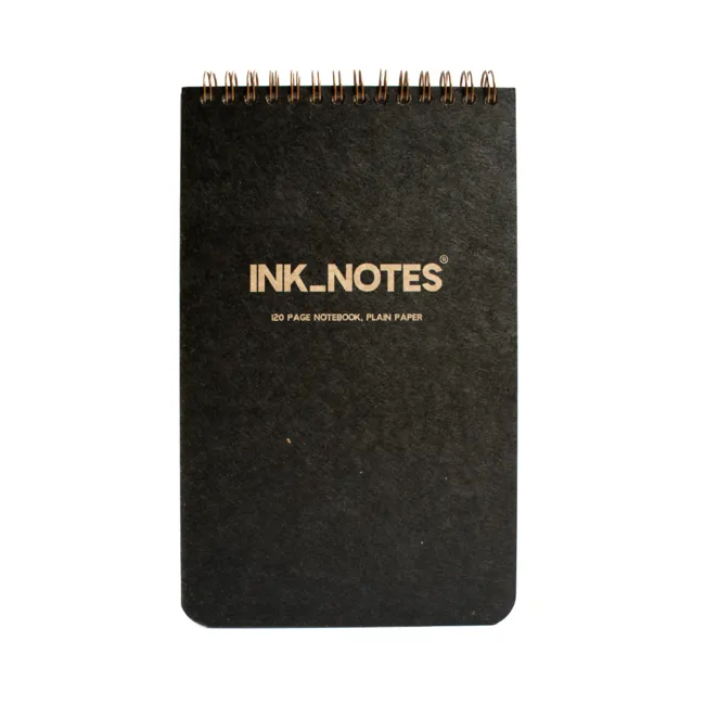 İnk Notes Sert Kapak Large Size Black Çizgisiz Spiralli Bloknot Defteri