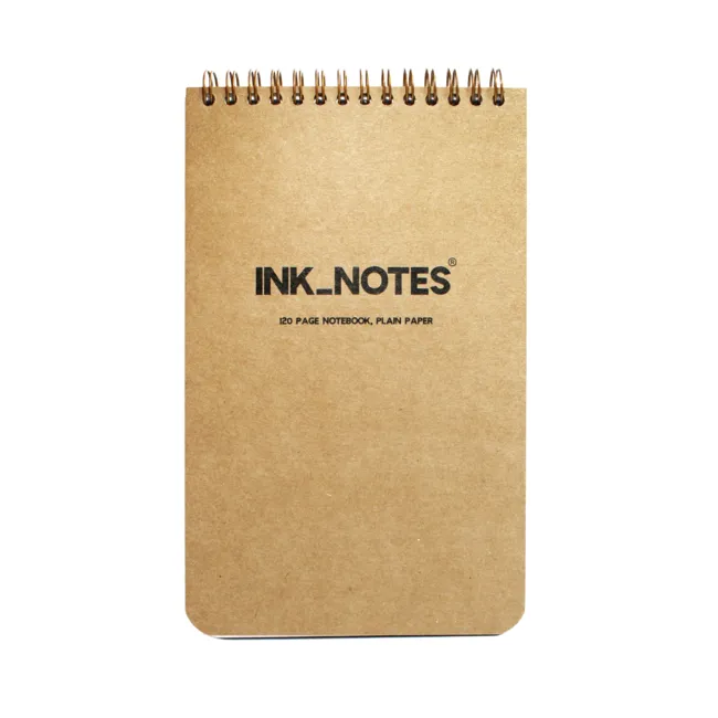 İnk Notes Sert Kapak Large Size Kraft Çizgisiz Spiralli Bloknot Defteri