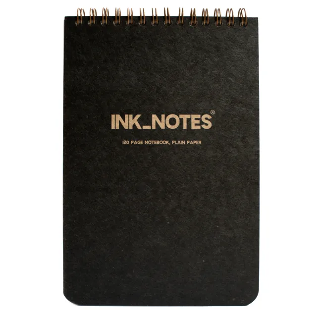 İnk Notes Sert Kapak X-Large Size Black Çizgisiz Spiralli Bloknot Defteri