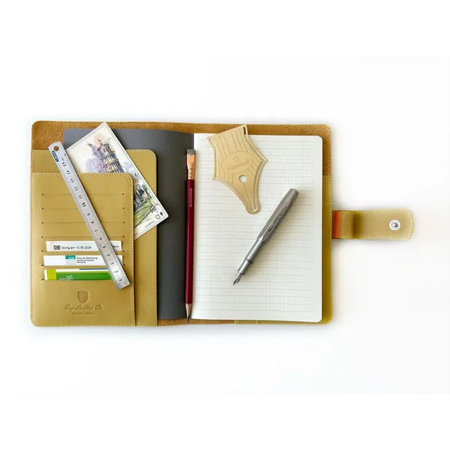 Eng Leather A5 Ebatlı Deri Defter Kılıfı ve Organizer - Sun Flower