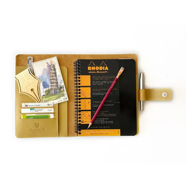 Eng Leather A5 Ebatlı Deri Defter Kılıfı ve Organizer - Sun Flower