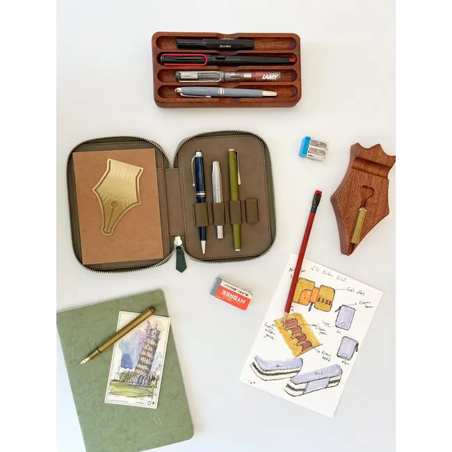 Eng Leather Jungle Green  A6 Ebatlı 4'lü Kalem Kılıfı