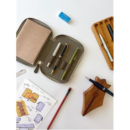 Eng Leather Olive Green A6 Ebatlı 4'lü Kalem Kılıfı