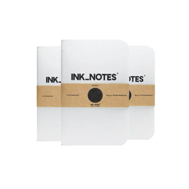 İnk Notes Karton Kapak 3'Lü Set White Çizgisiz Not Defteri