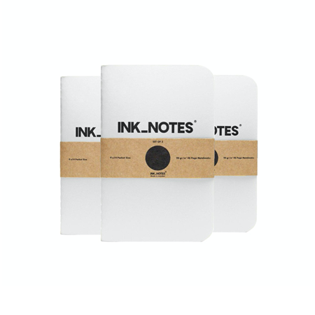 İnk Notes Karton Kapak 3'Lü Set White Kareli Not Defteri