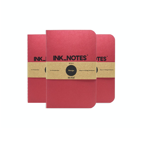 İnk Notes Karton Kapak 3'Lü Set Rouge Çizgisiz Not Defteri