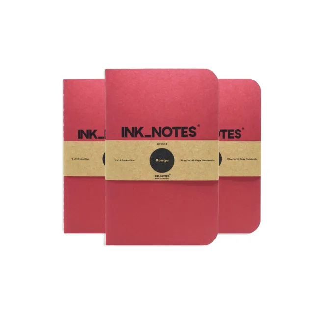 İnk Notes Karton Kapak 3'Lü Set Rouge Çizgisiz Not Defteri