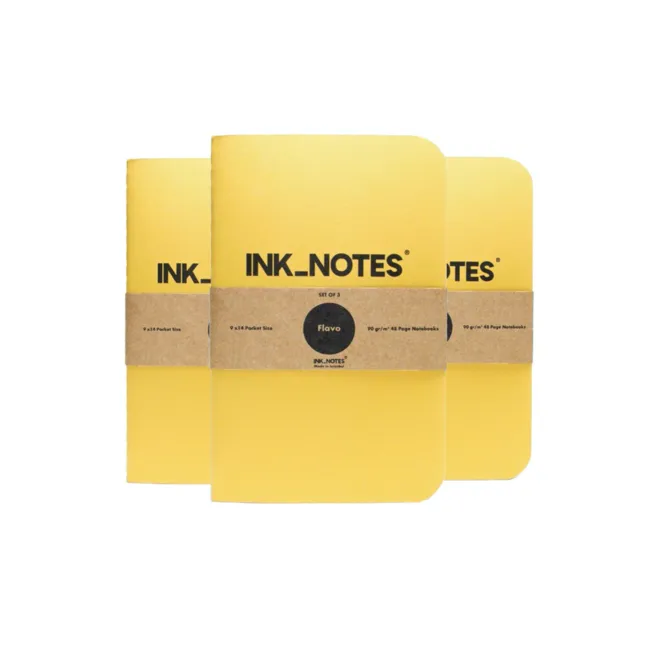 İnk Notes Karton Kapak 3'Lü Set Flavo Çizgisiz Not Defteri