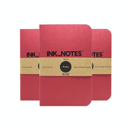 İnk Notes Karton Kapak 3'Lü Set Large Size Rouge Çizgisiz Not Defteri