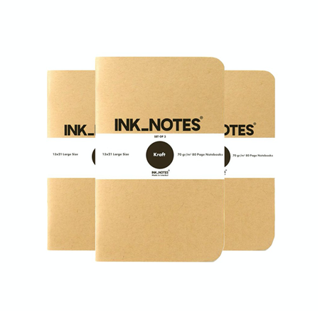 İnk Notes Karton Kapak 3'Lü Set Large Size Kraft Çizgisiz Not Defteri
