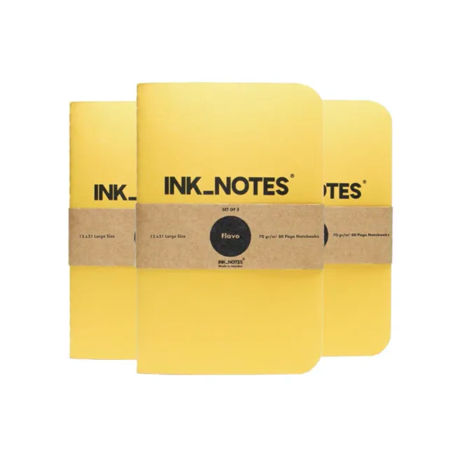 İnk Notes Karton Kapak 3'Lü Set Large Size Flavo Çizgisiz Not Defteri