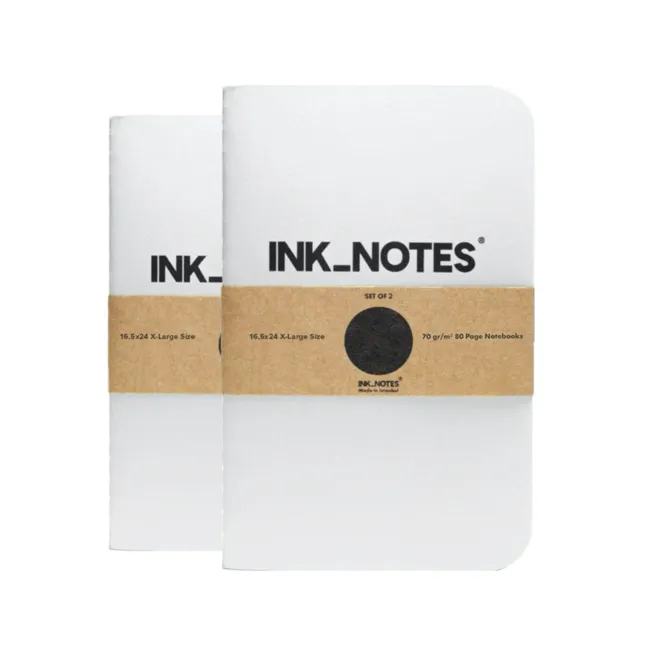 İnk Notes Karton Kapak 2'Li Set X-Large Size White Çizgisiz Not Defteri