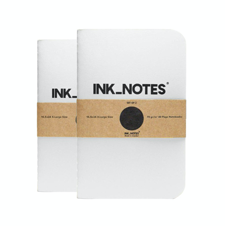 İnk Notes Karton Kapak 2'Li Set X-Large Size White Kareli Not Defteri