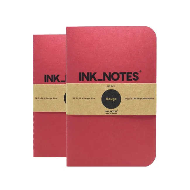 İnk Notes Karton Kapak 2'Li Set X-Large Size Rouge Çizgisiz Not Defteri