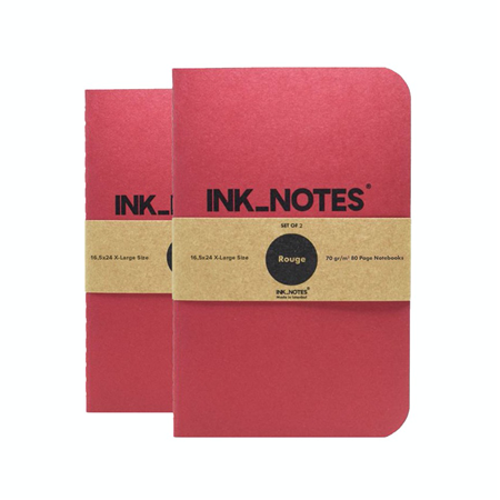 İnk Notes Karton Kapak 2'Li Set X-Large Size Rouge Noktalı Not Defteri