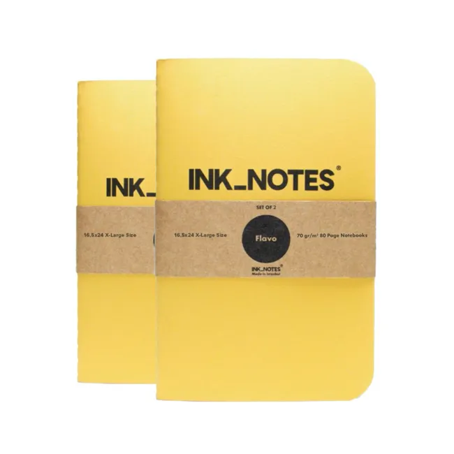 İnk Notes Karton Kapak 2'Li Set X-Large Size Flavo Çizgisiz Not Defteri
