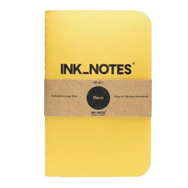 İnk Notes Karton Kapak 2'Li Set X-Large Size Flavo Çizgisiz Not Defteri
