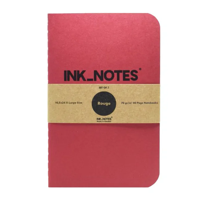 İnk Notes Karton Kapak 2'Li Set X-Large Size Rouge Çizgisiz Not Defteri