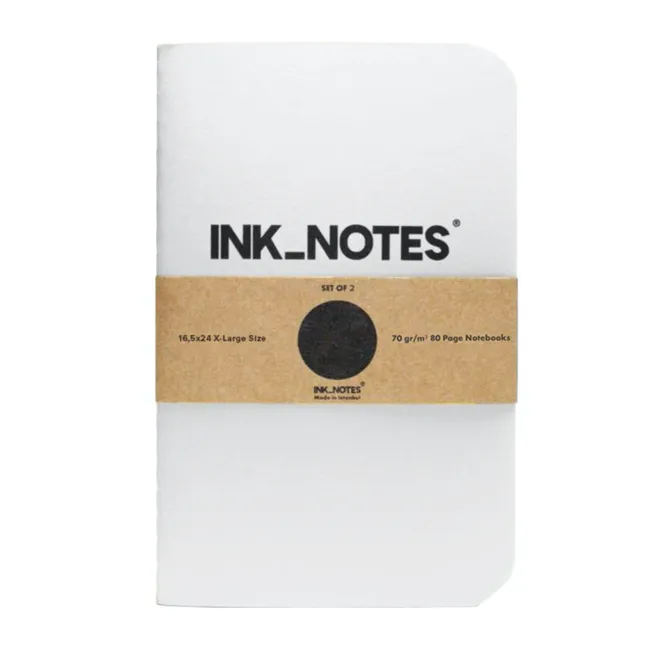 İnk Notes Karton Kapak 2'Li Set X-Large Size White Çizgisiz Not Defteri